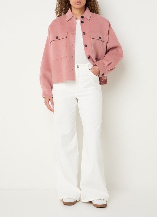 MaxMara Zerbino jack in wolblend met klepzakken - voorkant 3 oudroze
