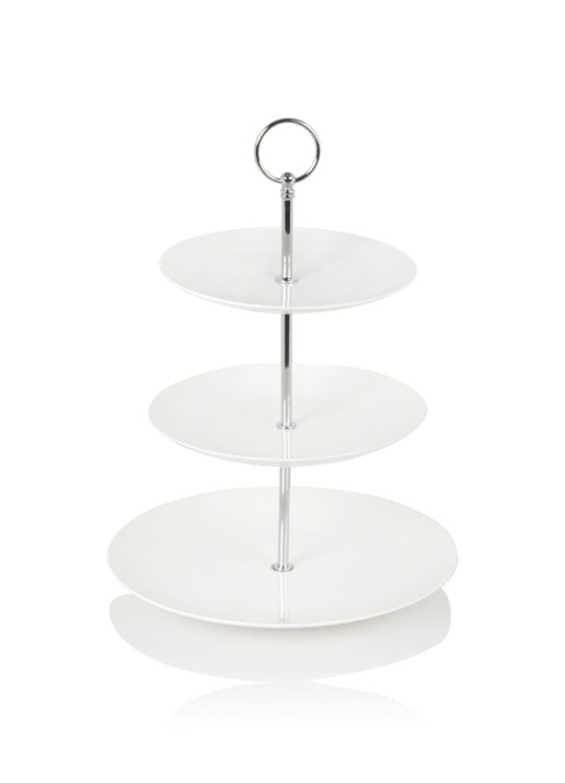 Maxwell & Williams Cashmere etagère van porselein 36,5 cm - voorkant gebroken wit