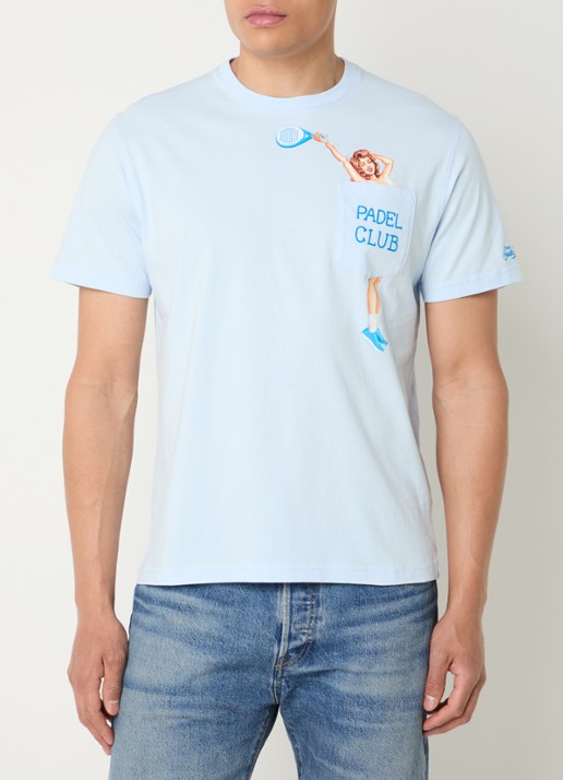 MC2 Saint Barth Padel T-shirt met print - detail 3 lichtblauw