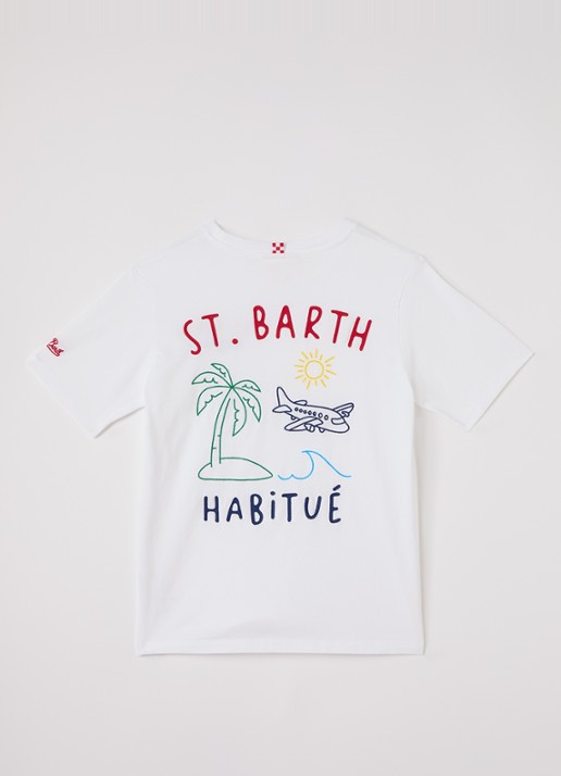 MC2 Saint Barth Portland T-shirt met borduring - voorkant 2 wit