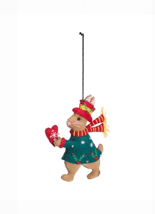 Meander Haas met hart en sjaal kersthanger13 cm