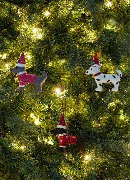 Meander Hond met trui en kerstmuts 12 cm - voorkant 3 rood