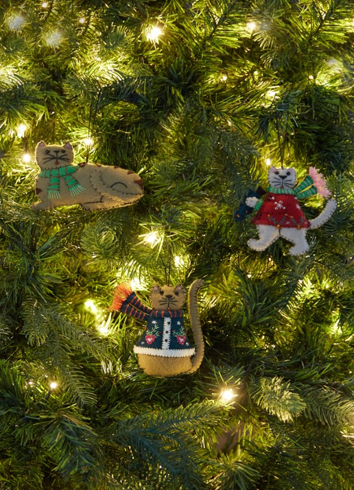 Meander Kat met sjaal 11 cm - voorkant 2 groen