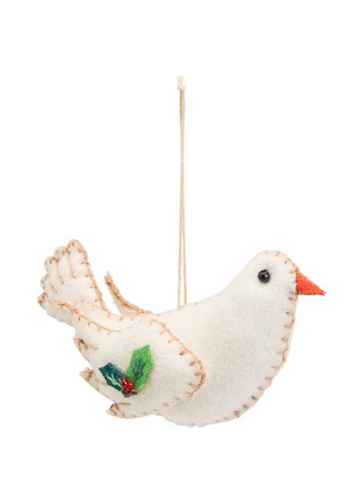 Meander Kerst duif kersthanger 7 cm
