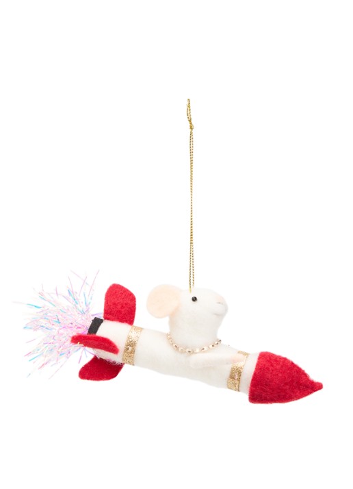 Meander Raket met muis kersthanger 6 cm