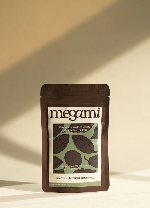 Megami Chocolate matcha 50 gram - voorkant 2 groen