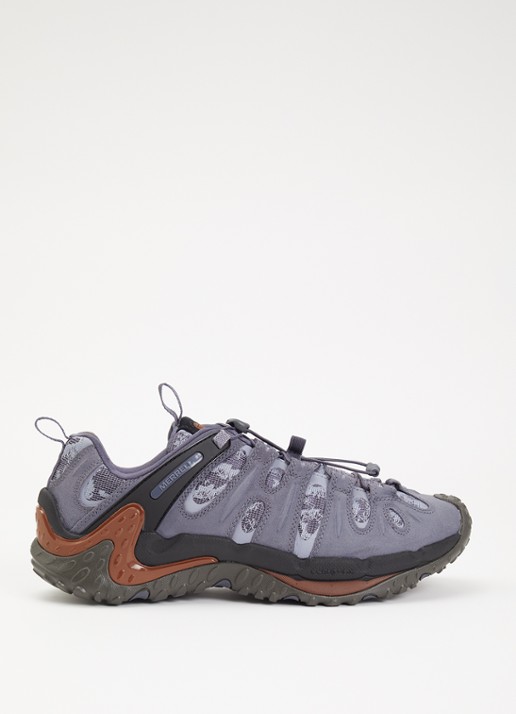 Merrell Cham Redux RMT 1TRL sneaker met suède details  - voorkant blauwgrijs