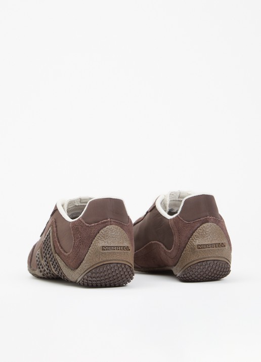 Merrell Relay Fly Vent sneaker van suède met mesh details - achterkant 5 chocoladebruin