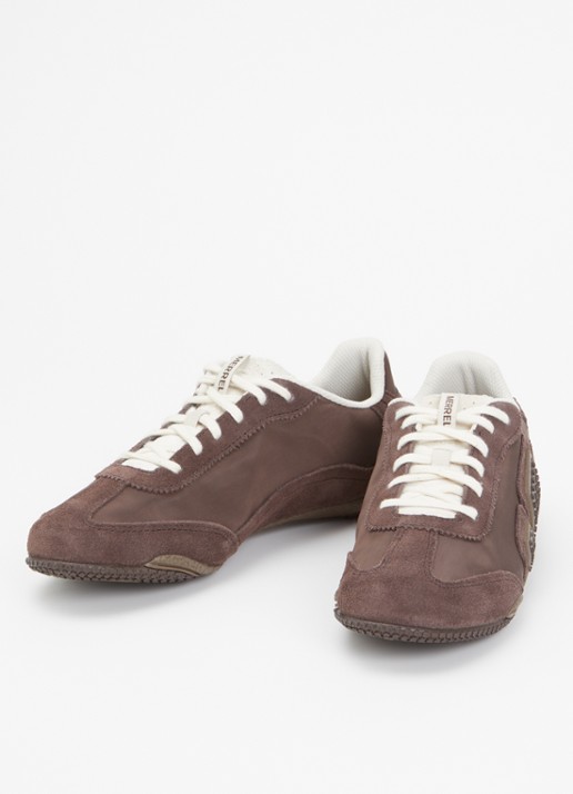 Merrell Relay Fly Vent sneaker van suède met mesh details - detail 2 chocoladebruin