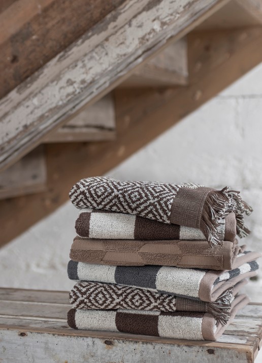 Mette Ditmer Morocco badhanddoek - 550 gr/m2 - 90 x 50 cm - detail chocoladebruin
