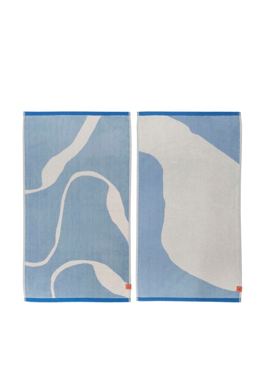 Mette Ditmer Nova Arte gast handdoeken -500 gr/m2 - 55 x 40 cm - set van 2 - voorkant 4 lichtblauw