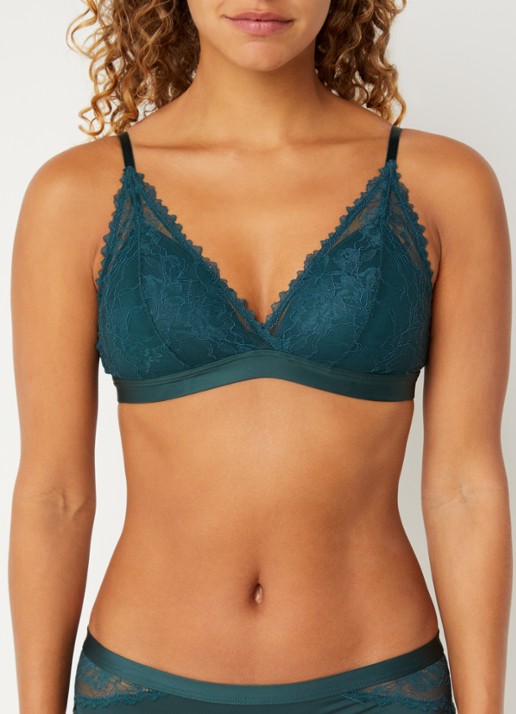 Mey Plunge bh met overlay van mesh - voorkant 2 groen