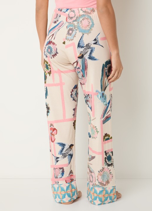 Mey Pyjamabroek met bloemenprint - achterkant beige
