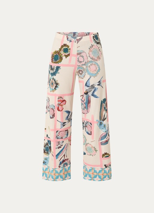 Mey Pyjamabroek met bloemenprint - voorkant 3 beige
