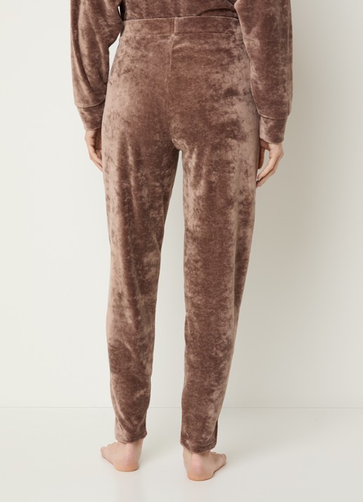 Mey Pyjamabroek van fluweel met steekzakken - achterkant lichtbruin