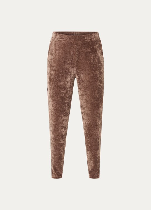 Mey Pyjamabroek van fluweel met steekzakken - voorkant 3 lichtbruin