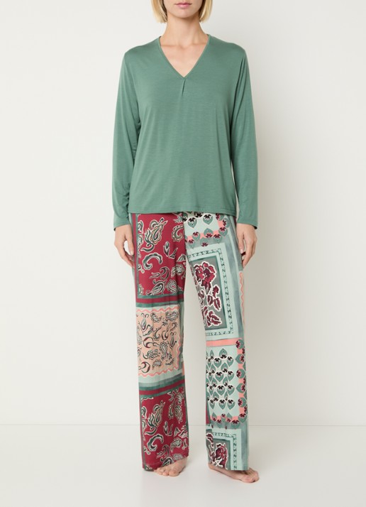 Mey Pyjamatop met V-hals - voorkant 3 zeegroen