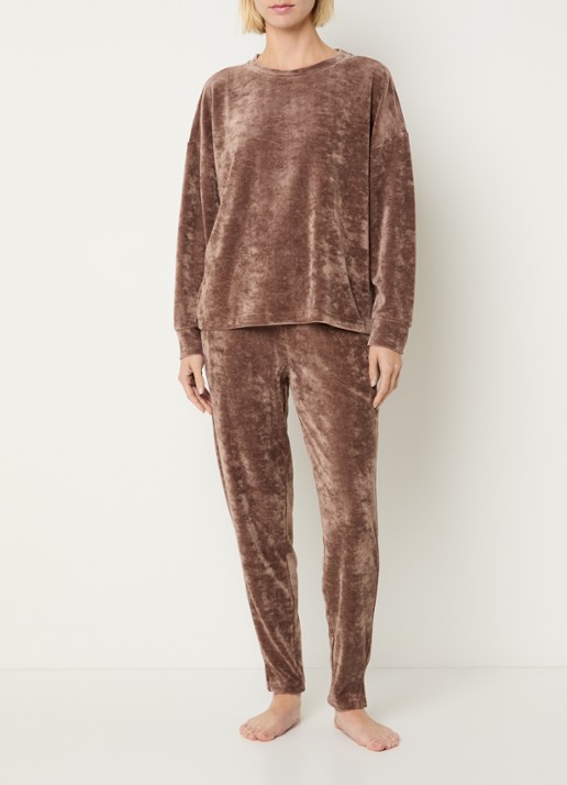 Mey Pyjamatop van fluweel - voorkant 3 lichtbruin