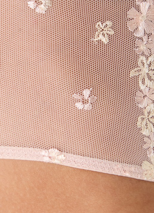 Mey Slip met mesh en bloemborduring - detail 5 lichtroze