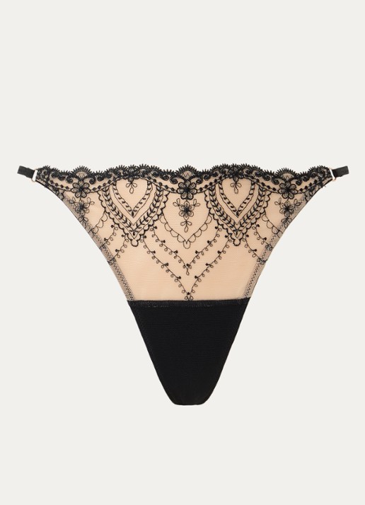 Mey String van mesh met bloemborduring