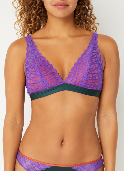 Mey Voorgevormde plunge bh met overlay van mesh - voorkant 5 paars