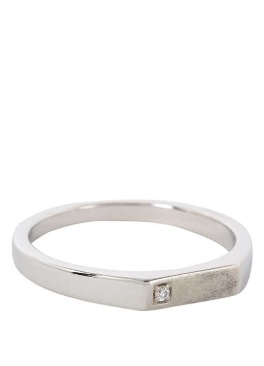 Miansai Thin Geo zegelring van sterling zilver met steen  - voorkant zilver