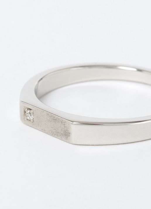 Miansai Thin Geo zegelring van sterling zilver met steen  - voorkant 2 zilver