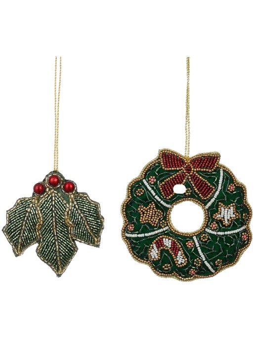 Mica Decorations Krans kersthanger 9 cm set van 2