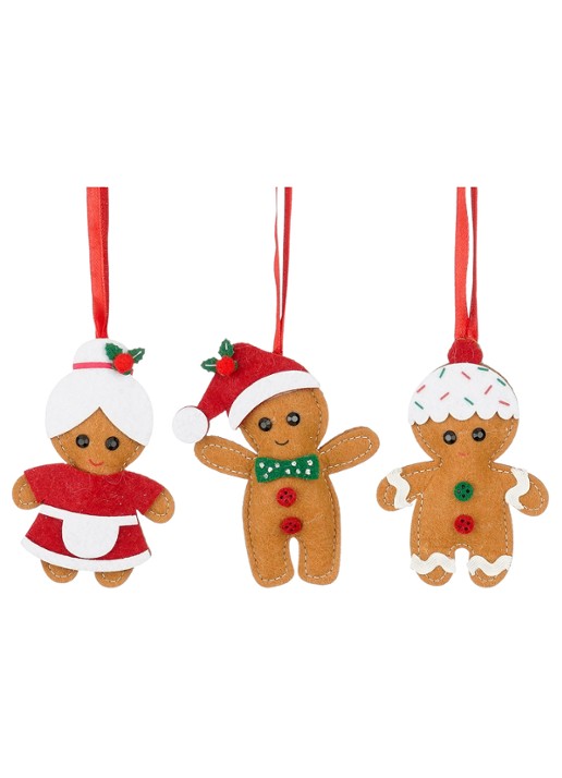 Mica Decorations Peperkoek kersthanger 11 cm set van 3
