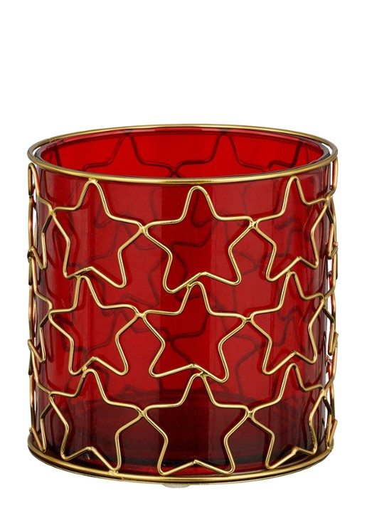 Mica Decorations Waxinelichthouder 14 cm - voorkant rood