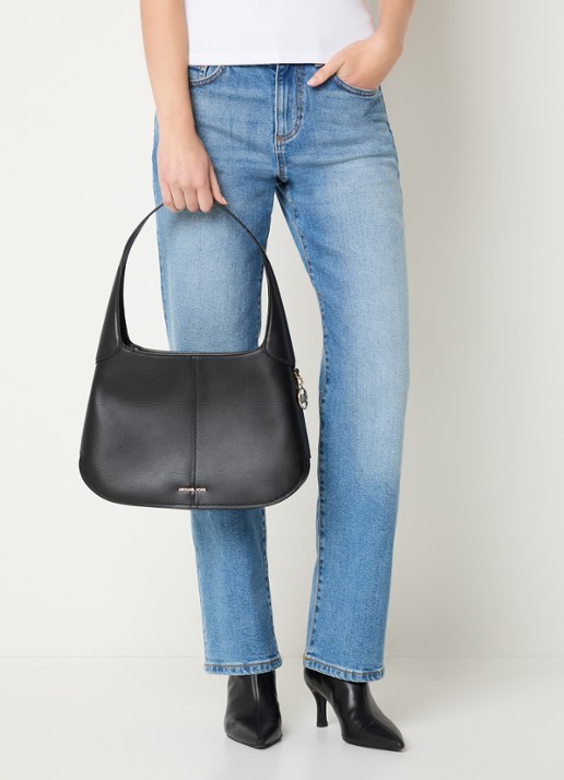 Michael Kors Alice schoudertas van leer met logo - voorkant 5 zwart