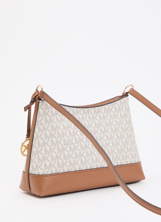 Michael Kors Andie crossbodytas met logoprint - achterkant 3 beige