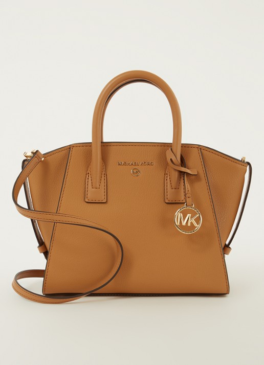 Michael Kors Avril Small handtas van leer  - voorkant 4 cognac