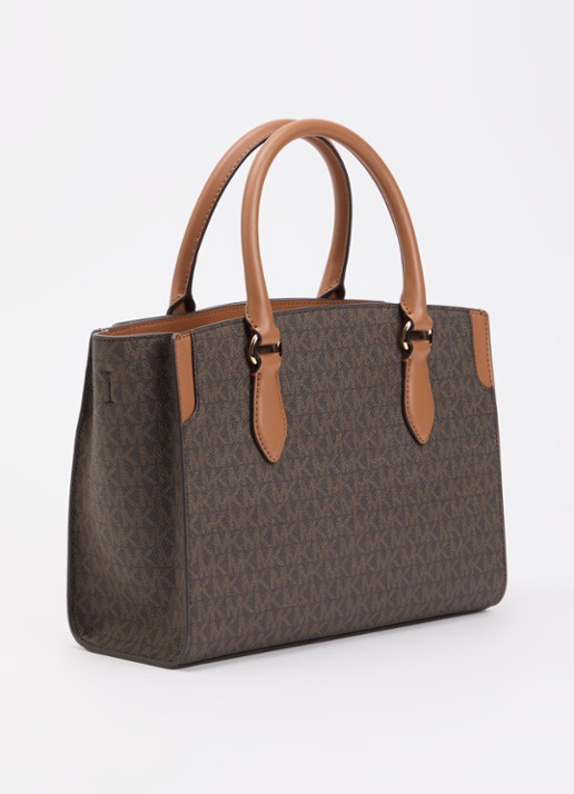 Michael Kors Becca handtas met logoprint en afneembare schouderriem  - achterkant 7 bruin