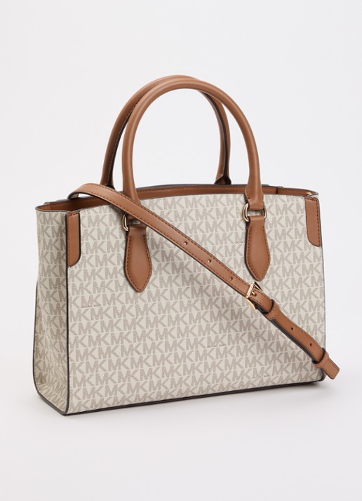 Michael Kors Becca handtas met logoprint en afneembare schouderriem  - achterkant creme