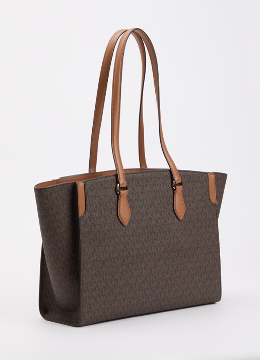 Michael Kors Becca shopper met logoprint  - achterkant bruin