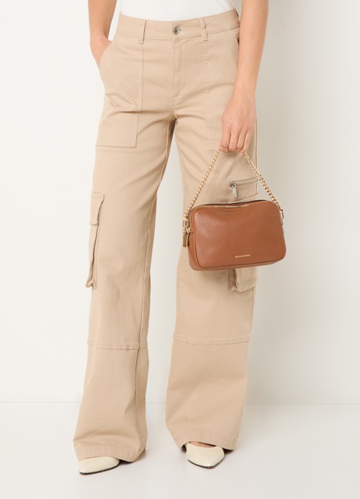 Michael Kors Bryant crossbodytas van leer met afneembare schouderriem - voorkant 7 oranjebruin