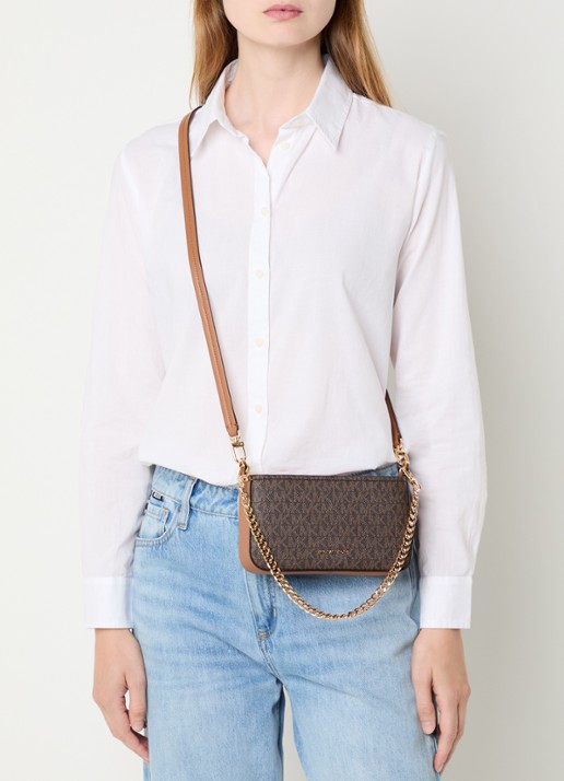 Michael Kors Bryant schoudertas met logoprint en afneembare schouderriem - voorkant 3 bruin