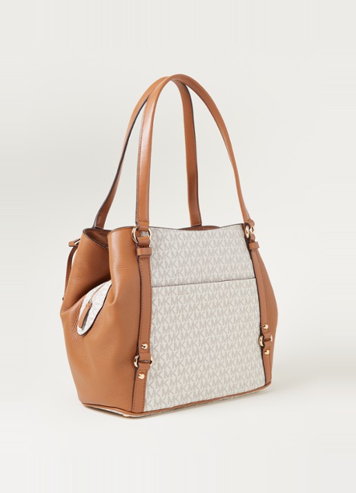 Michael Kors Carrie Large schoudertas met logoprint - achterkant 4 vanillegeel