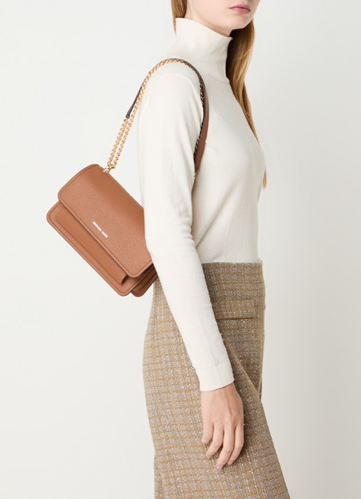 Michael Kors Claire Large crossbodytas van leer - voorkant 3 roestbruin
