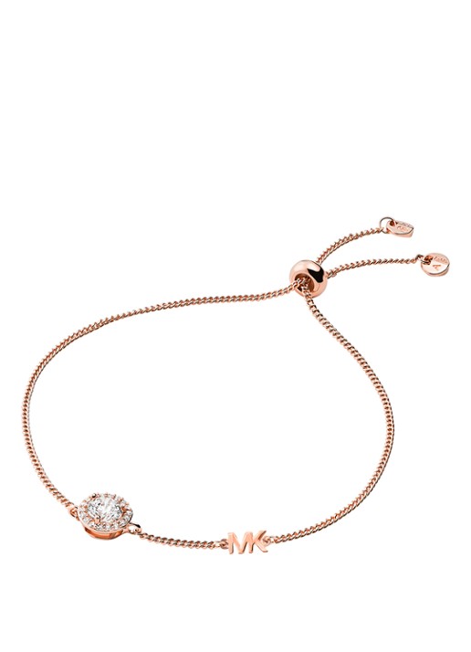 Michael Kors Custom Kors armband van zilver met zirkonia  - voorkant roségoud