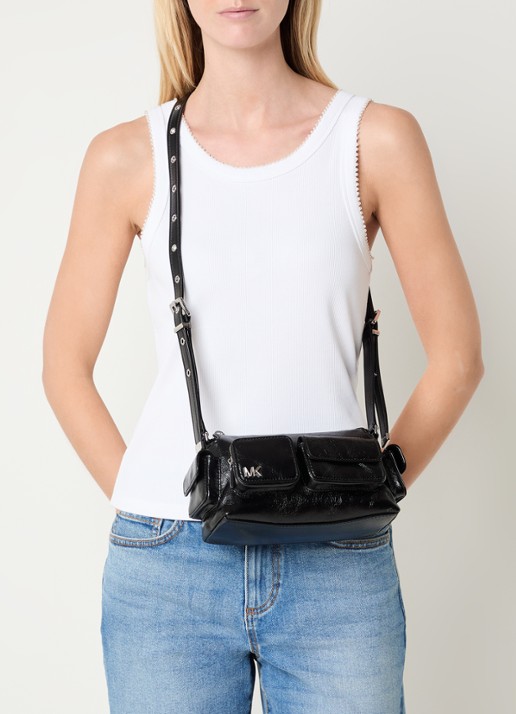 Michael Kors Dakota crossbodytas met logoprint en structuur - voorkant 2 zwart