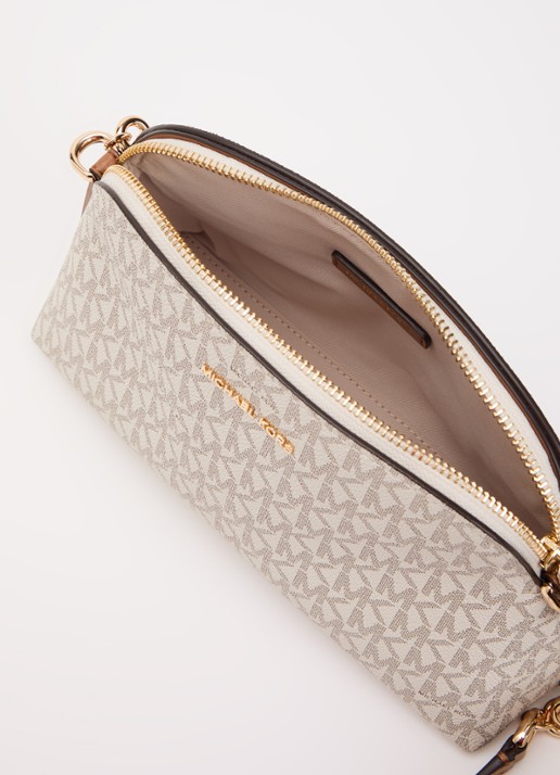 Michael Kors Freddie Small crossbodytas met logoprint - detail creme
