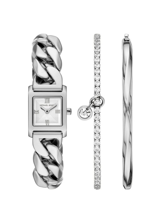 Michael Kors Georgie horloge en armbanden set van 3 MK7657SET - voorkant 6 zilver