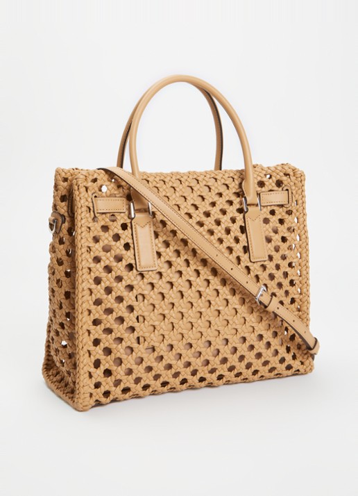 Michael Kors Hamilton handtas met afneembare schouderriem - achterkant 5 beige