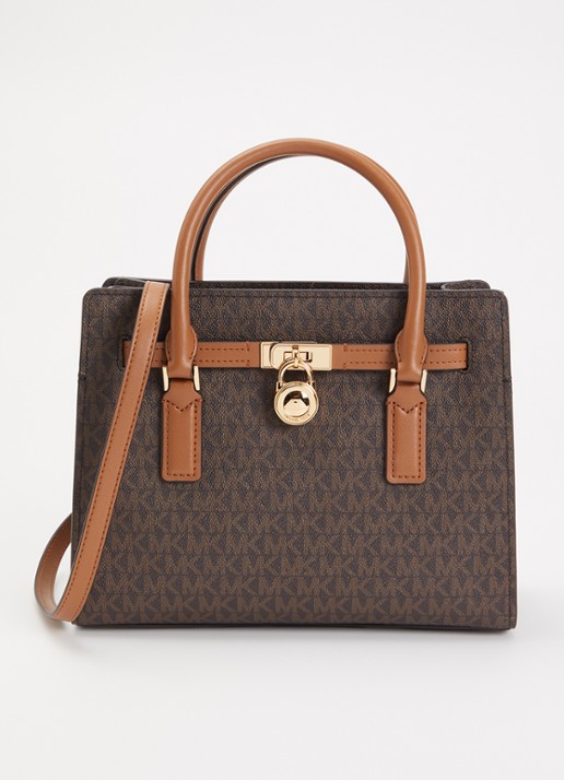 Michael Kors Hamilton Small handtas met afneembare schouderriem - voorkant 5 donkerbruin