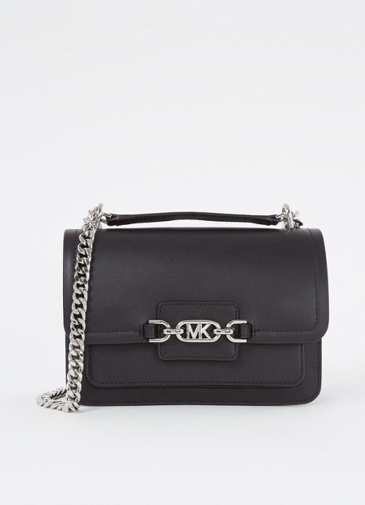 Michael Kors Heather Large schoudertas met logoprint - voorkant 3 diepzwart