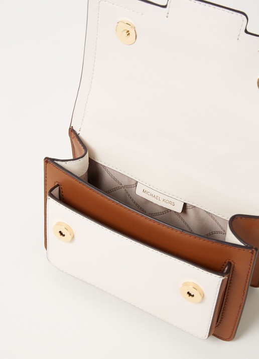 Michael Kors Heather XS schoudertas van leer - detail bruin
