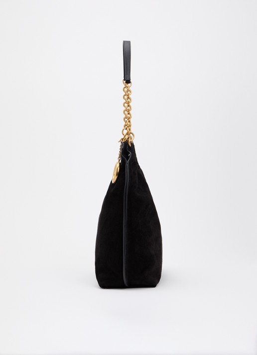 Michael Kors Indie schoudertas van suéde met kettingdetail  - detail 2 zwart