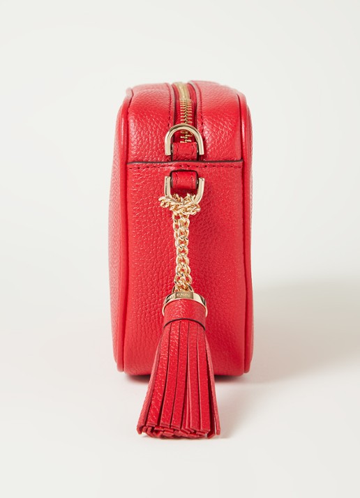 Michael Kors Jet Set Medium crossbodytas van leer - detail 4 vuurrood